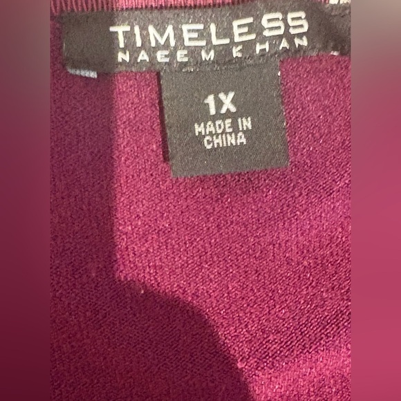 Naeem Khan 1X heavy warm maroon sweater/moto jacket w/ cutout faux leather - Picture 11 of 12